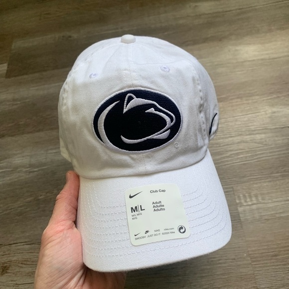 NWT Nike Penn State Club Cap Golf Hat White Blue Adult Size M L New - Picture 7 of 8